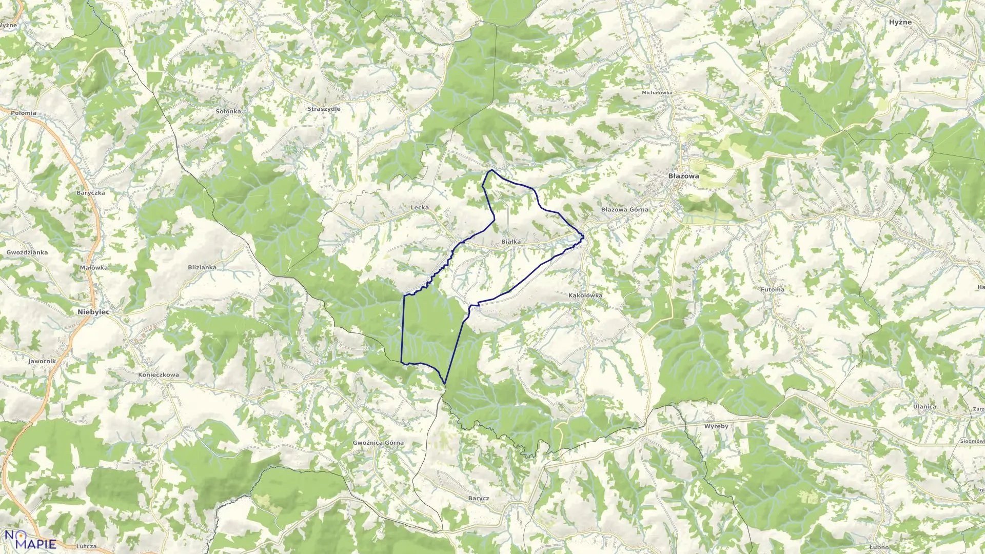 Mapa obrębu Białka w gminie Błażowa