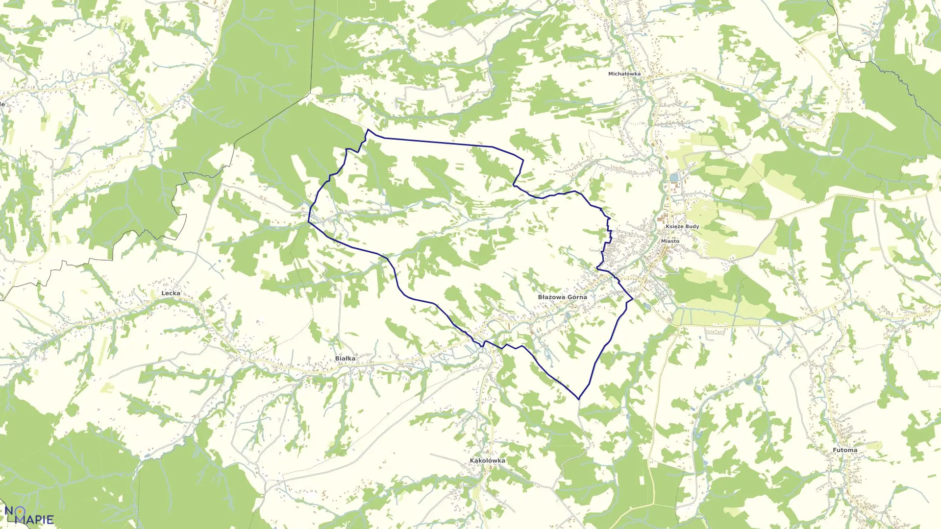 Mapa obrębu Błażowa Górna w gminie Błażowa