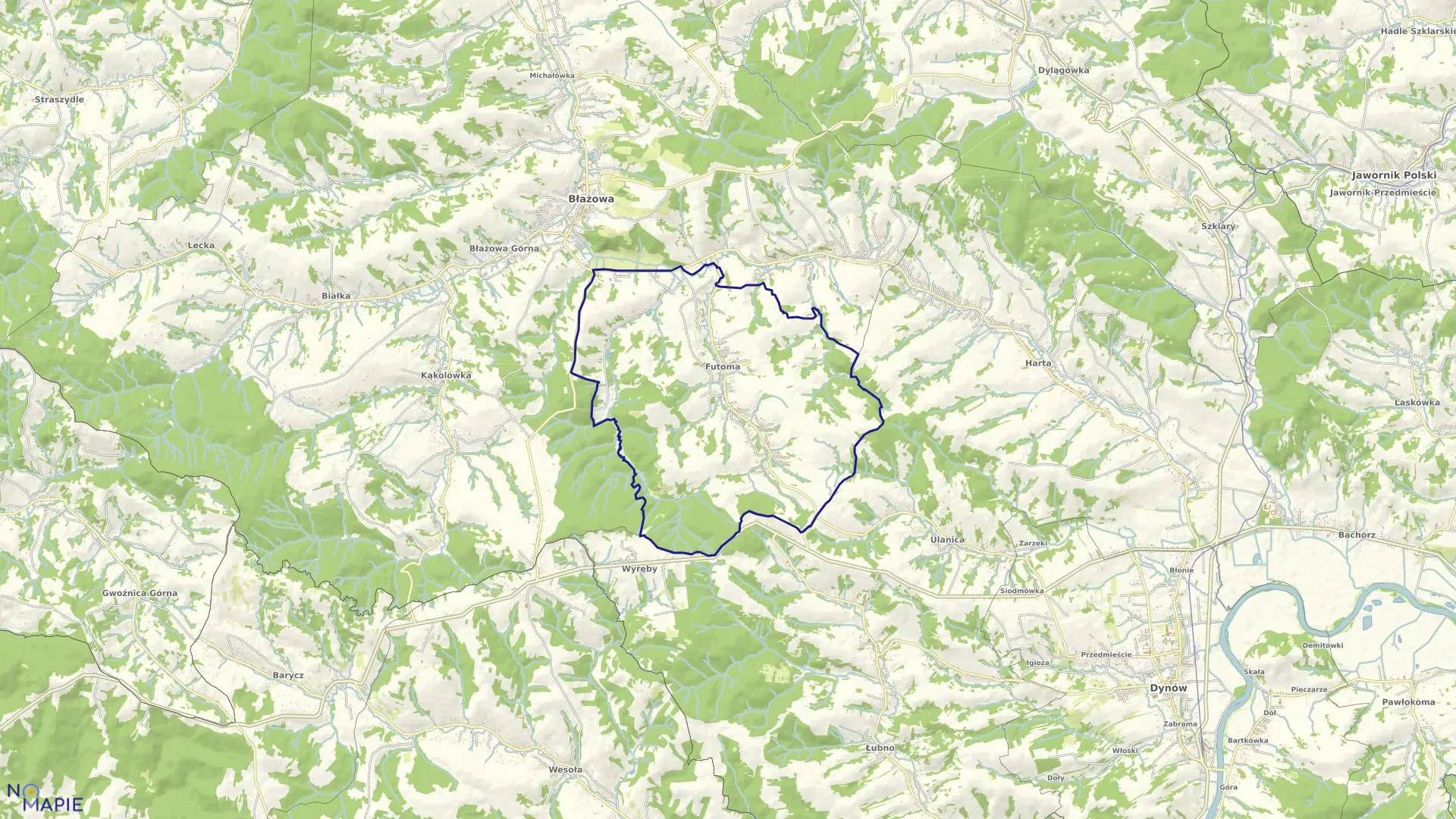 Mapa obrębu Futoma w gminie Błażowa