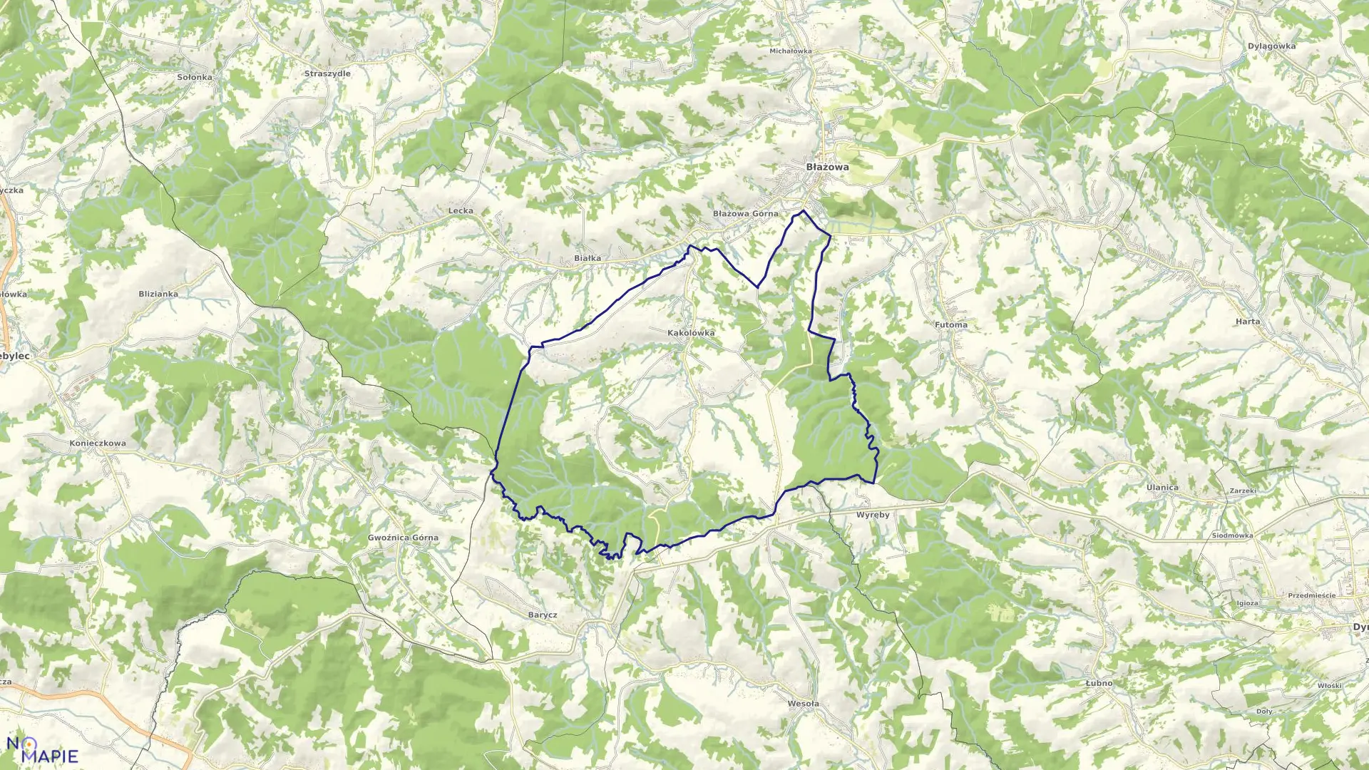Mapa obrębu Kąkolówka w gminie Błażowa